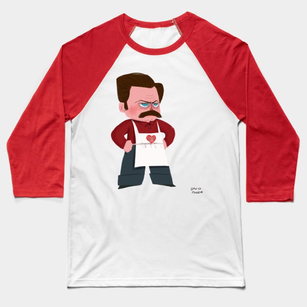 Ron Swanson Baseball T-Shirt by davidpavon